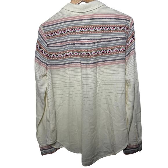 Maeve Top Women Size 16 Cream Embroidery Plus Size Wool Western Boho Collared - Picture 2 of 6